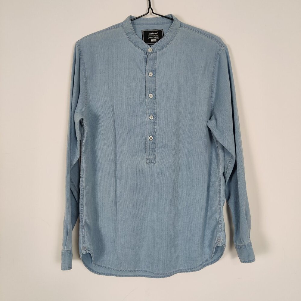 Outfitters Exclusive Designed Men's Denim Shirt Size L Blue Cotton Casual Daily